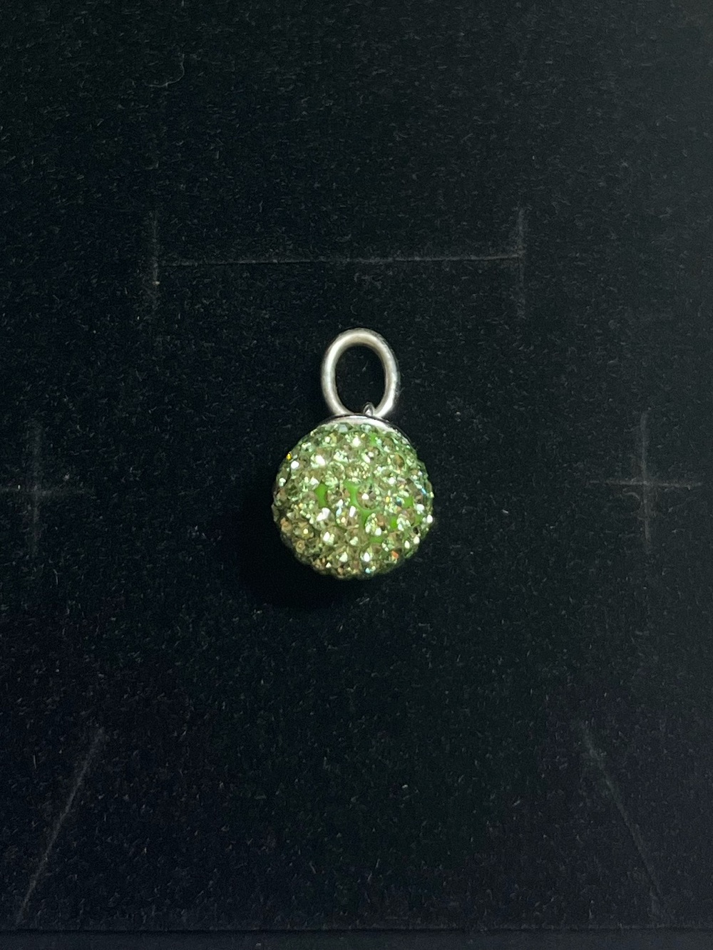 Hillberg & Berk 10mm green sparkle ball pendant. 925 sterling silver.